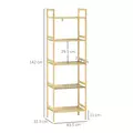 HOMCOM 5-Tier Bamboo Bathroom Storage Shelf, Freestanding Shelving Unit with Adjustable Rack for Kitchen Bathroom Living Room, Natural Wood Finish - 3
