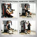 SPORTNOW Multi Gym Workout Station, Weight Machine with 65kg Weight Stack, Sit Up Bench, Push Up Stand, Dip Station - 4