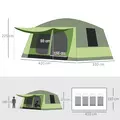 Outsunny Tunnel Tent Camping Shelter w/ Porch, Two Rooms, Lamp Hook, Portable Carry Bag - 3