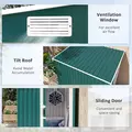 Outsunny 7 x 5ft Galvanised Metal Shed, with Sliding Door - Green - 7