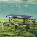 Outsunny Folding Picnic Table and Bench Set, Rattan Effect Portable Camping Table and Chairs with Carrying Handles for Indoor Outdoor, Dining, Camping, Picnic, BBQ, Party, Black - 3