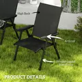 Outsunny Set of Four Folding Outdoor Chairs - Black - 6