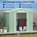 Outsunny 7 x 4ft Metal Garden Shed, Outdoor Storage Tool House with Ventilation Slots, Foundation Kit and Lockable Double Doors, Light Green - 4