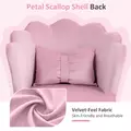 HOMCOM Velvet-Feel Petal Back Office Chair - Pink - 4