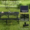 Outsunny Folding Picnic Table and Bench Set, Rattan Effect Portable Camping Table and Chairs with Carrying Handles for Indoor Outdoor, Dining, Camping, Picnic, BBQ, Party, Black - 5