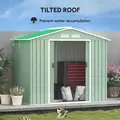 Outsunny 7 x 4ft Metal Garden Shed, Outdoor Storage Tool House with Ventilation Slots, Foundation Kit and Lockable Double Doors, Light Green - 8
