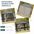 Outsunny 3 x 3(m) Hardtop Gazebo Canopy with Polycarbonate Roof, Aluminium Frame, Permanent Pavilion Garden Gazebo with Netting and Curtains for Patio, Deck, Dark Grey - 5