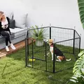 PawHut 6 Panels Dog Playpen, Portable Detachable Puppy Pen with Door, for Medium Dogs, 80cm High, Grey - 2