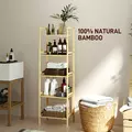 HOMCOM 5-Tier Bamboo Bathroom Storage Shelf, Freestanding Shelving Unit with Adjustable Rack for Kitchen Bathroom Living Room, Natural Wood Finish - 7