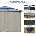Outsunny 3 x 3(m) Hardtop Gazebo Canopy with Polycarbonate Roof, Aluminium Frame, Permanent Pavilion Garden Gazebo with Netting and Curtains for Patio, Deck, Dark Grey - 6