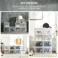HOMCOM 8PCS Clear Shoe Box, Plastic Stackable Shoe Storage Box for UK/EU Size up to 8.5/43 with Magnetic Door for Women/Men, 25 x 35 x 19cm - 6