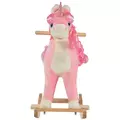 HOMCOM Kids Plush Rocking Horse Ride On Unicorn w/ Sound Moving Mouth Wagging Tail Children Rocker Toy Gift 3-6 Years Pink - 8