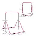 HOMCOM Kids Gymnastic Bar, with Adjustable Height, Foldable Horizontal Bars - Pink - 3