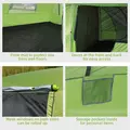 Outsunny Tunnel Tent Camping Shelter w/ Porch, Two Rooms, Lamp Hook, Portable Carry Bag - 6