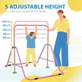 HOMCOM Kids Gymnastic Bar, with Adjustable Height, Foldable Horizontal Bars - Pink - 4