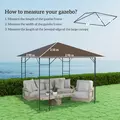 Outsunny 3 x 3(m) Gazebo Canopy Replacement Cover, Garden Gazebo Roof Replacement with Drain Holes, Water-resistant Plastic Coating, 370g/㎡, UPF30+, TOP COVER ONLY, Brown - 3