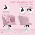 HOMCOM Velvet-Feel Petal Back Office Chair - Pink - 6