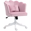 HOMCOM Velvet-Feel Petal Back Office Chair - Pink - 1