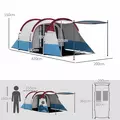 Outsunny Camping Tent, Large Tunnel Tent with Bedroom and Living Area, 2000mm Waterproof, Portable with Bag for 2-3 Man, Red - 3