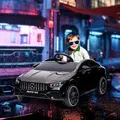 AIYAPLAY Mercedes-Benz AMG CLA 45 Licensed 12V Kids Electric Car Ride on Car w/ Remote, Suspension Lights Music Horn - Black - 2