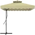 Outsunny 2.5m Square Double Top Garden Parasol Cantilever Umbrella with Ruffles, Beige - 1