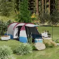 Outsunny Camping Tent, Large Tunnel Tent with Bedroom and Living Area, 2000mm Waterproof, Portable with Bag for 2-3 Man, Red - 2