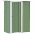 Outsunny 5ft x 3ft Garden Storage Shed, Outdoor Metal Shed with Sloped Roof, Lockable Door for Tools, Equipment, Light Green - 1