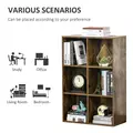 HOMCOM Six-Cube Bookcase - Rustic Brown Wood Effect - 6