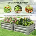 Outsunny Set of Two 60 x 60cm Steel Planter Boxes - Light Grey - 4