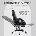 HOMCOM Faux Leather Reclining Office Chair, with Footrest - Black - 4