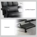 HOMCOM Faux Leather Reclining Office Chair, with Footrest - Black - 7