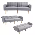 HOMCOM Three-Seater Sofa Bed, with Split Back - Light Grey - 1