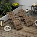 Outsunny Set of Two 190 x 56cm Sun Lounger Cushions - Khaki - 9