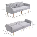 HOMCOM Three-Seater Sofa Bed, with Split Back - Light Grey - 3