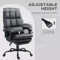 HOMCOM Faux Leather Reclining Office Chair, with Footrest - Black - 5
