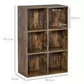 HOMCOM Six-Cube Bookcase - Rustic Brown Wood Effect - 3