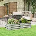 Outsunny Set of Two 60 x 60cm Steel Planter Boxes - Light Grey - 2