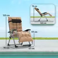 Outsunny 2 Piece Reclining Zero Gravity Sun Loungers with Cushions, Khaki - 3