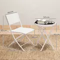 Outsunny 3 Pieces Outdoor Bistro Set, Glass Top Outdoor Table and 2 Folding Chairs with Protecting Feet, White - 3