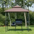 Outsunny 2.5x1.5m (8'x5') Grill Gazebo Canopy, Double Tiered Outdoor BBQ Gazebo Shelter with 2 Side Shelves for Garden, Patio, Barbecue, Picnic, Coffee - 2