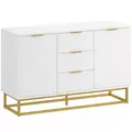 HOMCOM Sideboard with 3 Drawers and Adjustable Shelves for Living Room - White - 1