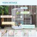 PawHut Large Metal Bird Cage with Perches, Food Bowls, Swing, for Budgies, Parakeets, White - 6