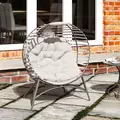 Outsunny Egg Chair with Cushion & Side Pocket - Light Grey - 9