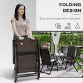 Outsunny Set of Four Folding Garden Chairs, with Seven-Position Adjustable Backs, Dark Brown - 4