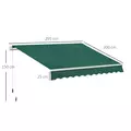 Outsunny Awning Canopy Manual Retractable Porch Sun Shade Shelter 3 x 2m Green - 3