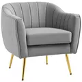 HOMCOM Velvet-Feel Shell Back Accent Chair - Grey - 1
