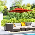 Outsunny 3(m) Cantilever Overhanging Parasol, with Cross Base - Orange - 2
