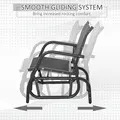 Outsunny Outdoor Garden Glider Chair, Metal Frame Single Armchair Swing Seater w/ Breath Mesh Fabric Seat, Curved Backrest, Armrests, for Living Room, Patio, Porch, Dark Grey - 5