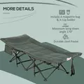 Outsunny Foldable Camp Bed, Padded Patio Camping Bed with Carry Bag, Magazine Bag and Cup Holder for Outdoor, Garden, Grey - 6