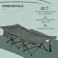 Outsunny Foldable Camp Bed, Padded Patio Camping Bed with Carry Bag, Magazine Bag and Cup Holder for Outdoor, Garden, Grey - 6